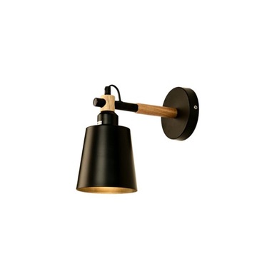 KINKIET LOFT CZARNY DREWNO RETRO E27