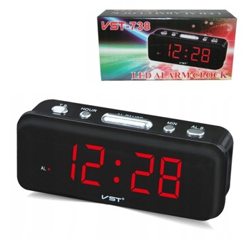 BUDZIK ZEGAR ELEKTRONICZNY SIECIOWY LED VST-738