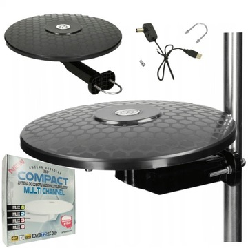 MOCNA ANTENA TV DVB-T DVB-T2 360 STOPNI CZARNA USB