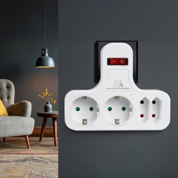 MACLEAN MCE224G SCHUKO 4 РОЗЕТКИ ВЫКЛЮЧАТЕЛЬ ВОР РАЗВЕТВИТЕЛЬ
