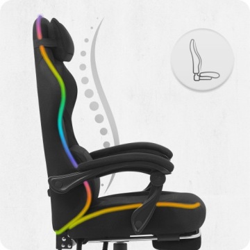 МАТЕРИАЛ ИГРОВОГО КРЕСЛА CABRO C502 ЧЕРНЫЙ СВЕТОДИОД RGB ТКАНЬ