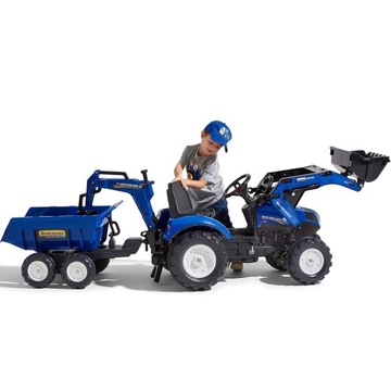 FALK TRAKTOR NEW HOLLAND NA PEDAŁY XXL KLAKSON PRZYCZEPA ŁYCHA KOPARKA