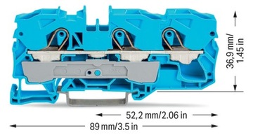 WAGO 2010-1304 3-wire feed-through terminal, 10mm²