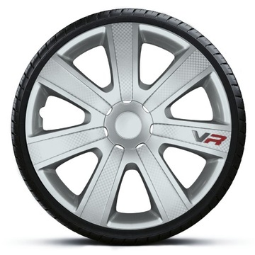 4x Kołpaki 16 VR CARBON SREBRNE TUNING
