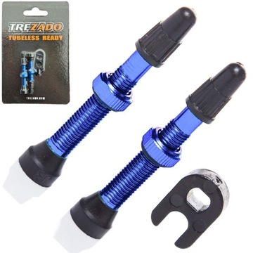 TREZADO wentyle rowerowe do systemu bezdętkowego TUBELESS UST NIEBIESKI x2