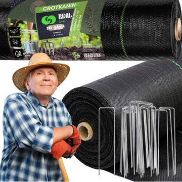 AGROWŁÓKNINA 70G 1,6x100m CZARNA UV AGROTKANINA MATA ANTYCHWASTOWA + KOTWY