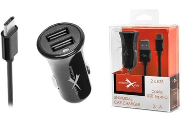 АВТОМОБИЛЬНОЕ ЗАРЯДНОЕ УСТРОЙСТВО — 2 X USB + КАБЕЛЬ USB TYPE-C