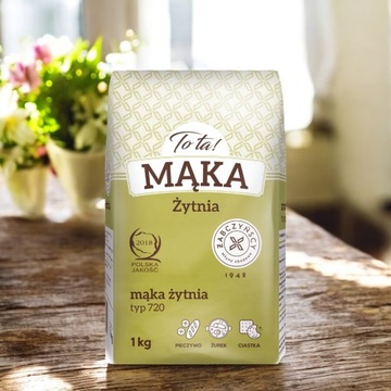 MĄKA ŻYTNIA CHLEBOWA TYP 720 1 KG NA CHLEB ZAKWAS ŻUREK BUŁKI ZDROWA ŚWIEŻA