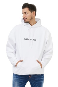BALENCIAGA Biała bluza męska z kapturem i logo M