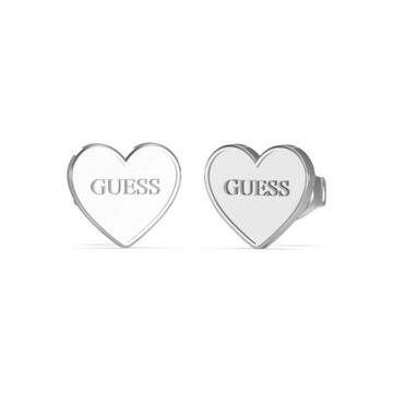 Srebrne kolczyki Guess serca z logo GUESS STUDS PA