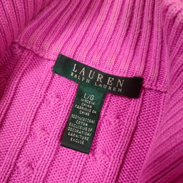 LAUREN RALPH LAUREN Sweter Damski Full Zip Warkocz Wzór Róż r. L