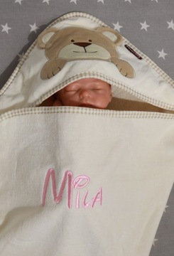 Чехол Мишка Бежевый 75х75 см ХЛОПОК + имя ВЫШИВКА