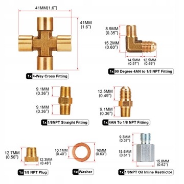 Комплект переходников для магистрали подачи масла Турбо.