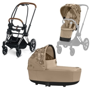 WÓZEK GŁĘBOKO-SPACEROWY 2W1 PRIAM 3.0 SIMPLY FLOWERS BEIGE CYBEX