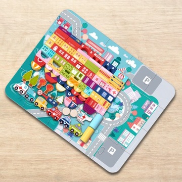 Деревянные блоки Городские автомобили 115 + Развивающие головоломки-конструкторы