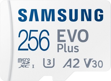 Карта памяти Samsung EVO+ microSDXC 256 ГБ, 130 МБ/с.