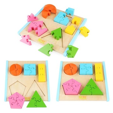 Kształt geometrii Drewniane klocki w stylu puzzli 3