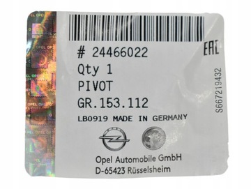 OE OPEL 24466022 PŘIPOJENÍ ZADNÍ KUFR