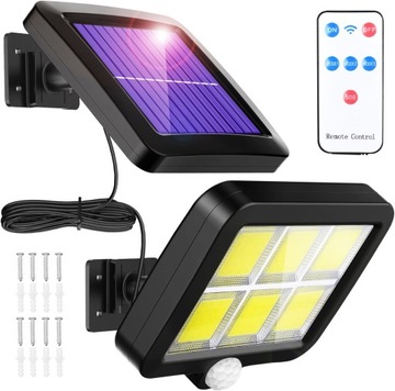 Lampa oprawa solarna LED ogrodowa z czujnikiem ruchu i zmierzchu pilot