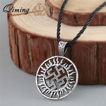 Viking Valknut Pendant Men's Necklace Round Pagan