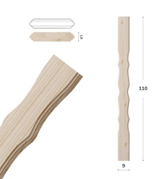Sztachety drewniane 110CM W5 różne wzory, SUCHE, świerk, balkon, płot taras