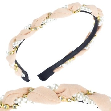 ОБОДКА ДЛЯ ВОЛОС С ЖЕМЧУГОМ, НЮДОВЫЙ ЦИРКОНИЙ ЖЕМЧУГ