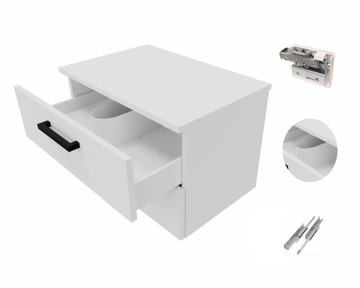 Szafka łazienkowa wisząca pod umywalkę 60 cm 2 szuflady biała mat