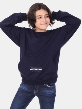 BLUZA CHŁOPIĘCA DRESOWA KANGURKA granatowa 116-122