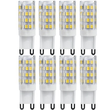 8x ŻARÓWKA LED G9 5W 230V BIAŁA CIEPŁA 3000K 430lm NIE MRUGA DIODY SMD