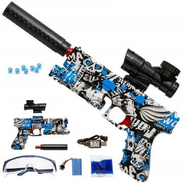 PISTOLET GLOCK AUTOMAT NA KULKI ŻELOWE Z TŁUMIKIEM
