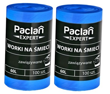 Worki na śmieci wiązane 60L 100 szt Paclan Expert 2x100szt