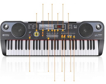 БОЛЬШАЯ КЛАВИАТУРА 86 СМ ПИАНО ДЛЯ ОБУЧЕНИЯ КЛАВИШИ С ПОДСВЕТКОЙ 61