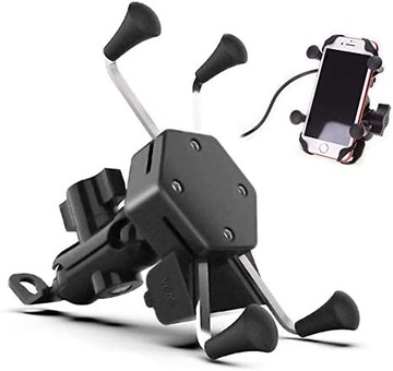 MOTOCYKLOWY UCHWYT X NA TELEFON LUSTERKO ŁADOWARKA ŁATWY W MONTAŻU STABILNY
