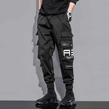 Hit Color Cargo Pants Men's Joggers Trousers Lette