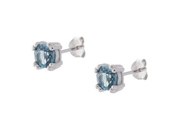 SREBRNE KOLCZYKI RODOWANE LONDON TOPAZ NATURALNY 5MM