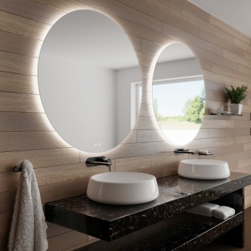 КРАСИВОЕ КРУГЛОЕ ЗЕРКАЛО СО СВЕТОДИОДНОЙ ПОДСВЕТКОЙ 80 СМ