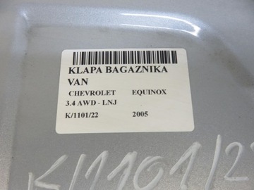 VÍKO KUFRU KUFRU CHEVROLET EQUINOX