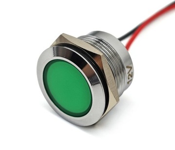 Lampka kontrolna, kontrolka LED 22mm Zielona 12V