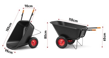 Тачка садовая двухколесная, тележка кормовая, ЯПОНКА сварная, ВЫШЕ 350Л