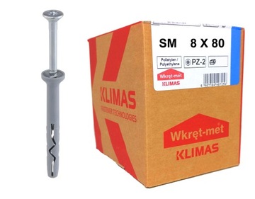 KOŁKI SZYBKIEGO MONTAŻU WKRĘT-MET SM 8X80 100 szt