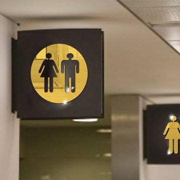 Znaki toalet męskich i żeńskich, symbole żółte