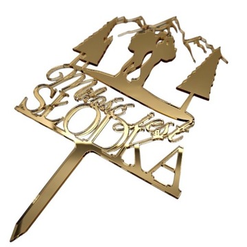 Topper toper na tort ślubny weselny Miłość jest słodka GÓRY para w górach