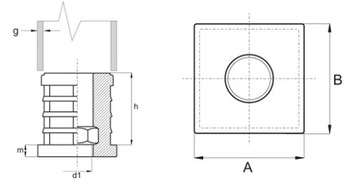 ЗАГЛУШКА-ВСТАВКА С РЕЗЬБОЙ М8 ПРОФИЛЬ 20х20 4ШТ.