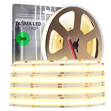 MOCNA Taśma LED COB 5M 12V NEON LEDY NEUTRALNA BIAŁA LINIA 230V 4000K