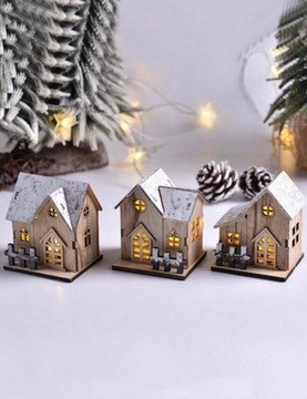 РОЖДЕСТВЕНСКИЙ ДОМ СВЕТОДИОДНАЯ ФИГУРКА ДЕРЕВЯННОЕ РОЖДЕСТВЕНСКОЕ УКРАШЕНИЕ
