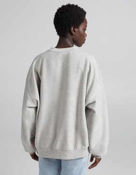 BERSHKA SZARA MELANŻOWA BLUZKA OVERSIZE (L)