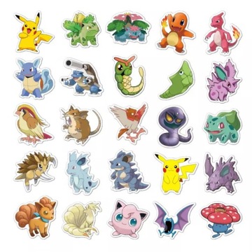 WLEPY POKEMONY MIX NAKLEJKI STICKERBOMB 100 szt