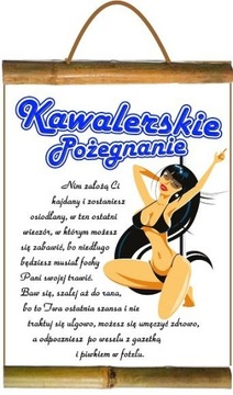 DYPLOM Z NAPISEM POŻEGNANIE KAWALERSKIE