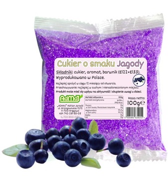 Cukier Kolorowy Do Waty Cukrowej Jagoda Fioletowy 100g Saszetka Jagodowy