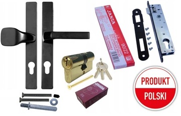 KLAMKA POCHWYT ZAMEK 90/22 WKŁADKA 3 KLUCZE DO FURTKI CZARNY ZESTAW PREMIUM